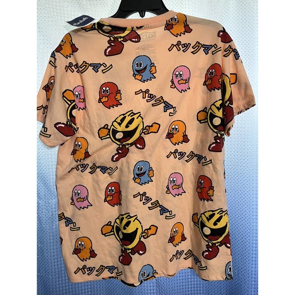 Pac-Man Men's Pac-Man and Ghosts Kanji Allover Character Design T-Shirt, L. NWT - Picture 2 of 3